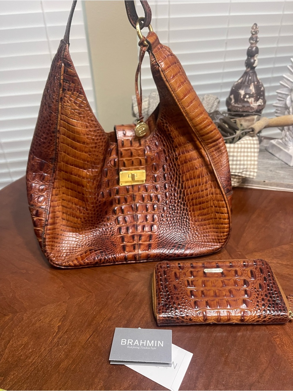 Brahmin Pecan shoulder bag & Wallet Set